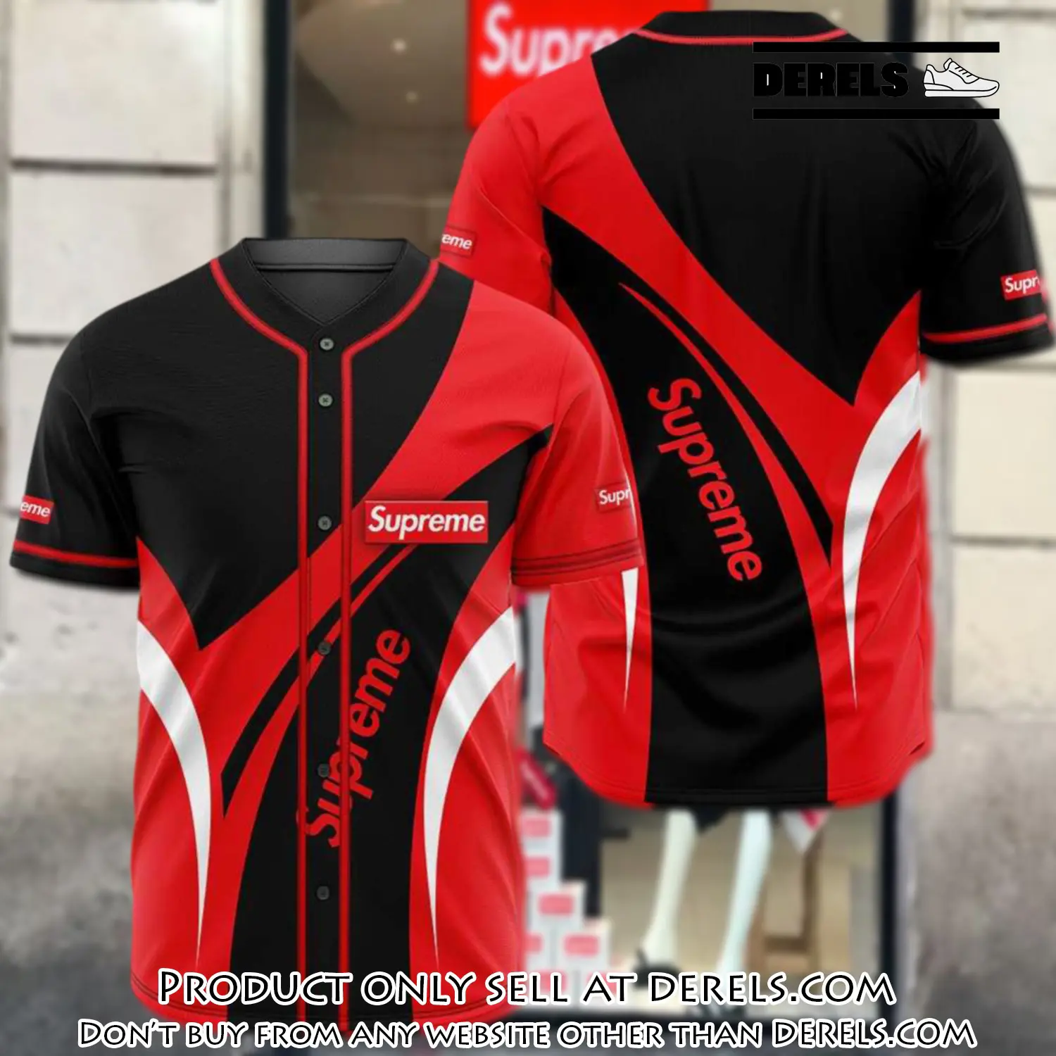 Supreme black red baseball jersey shirt luxury bjs1238 dr1059833